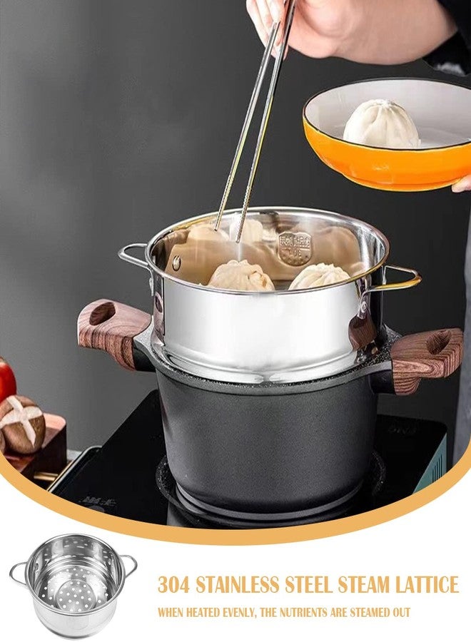 LCJAOF Stainless Steel Steamer Pot - 7 Inches Round with Cooking Rack and Food Steamer Basket Insert for Kitchen Dim Sum Dumplings Bun (Silver, 18cm/7in) - Image 4